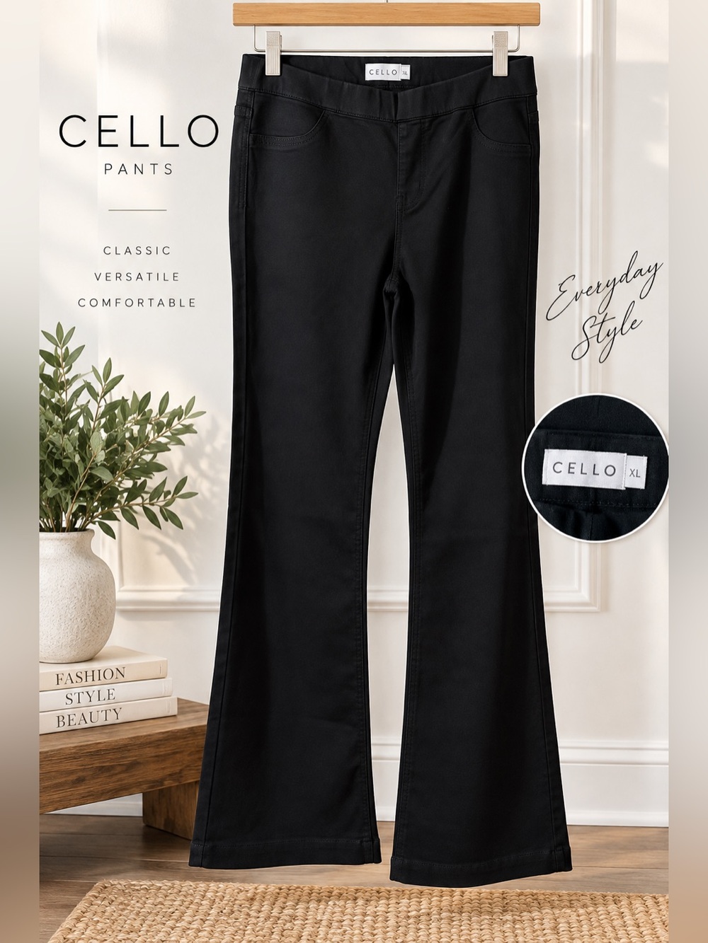 Cello Black Pull-On Flare Pants Women’s XL Stretch Everyday Casual